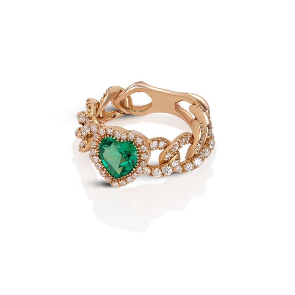 Anello oro rosa brillanti e berillo