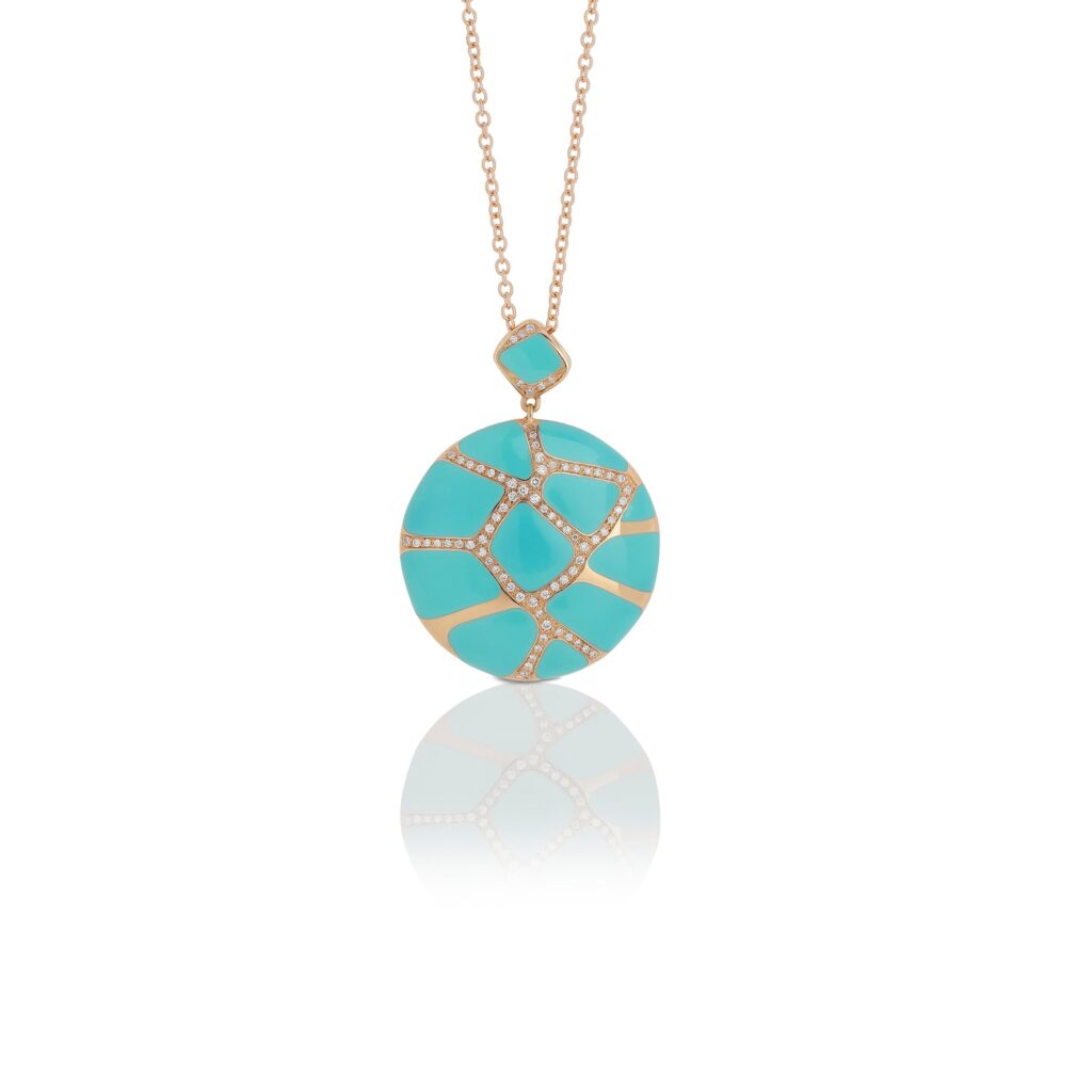 Girocollo oro rosa con brillanti e smalti